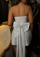 My Eternity Sparkle Bow Mini Dress - White